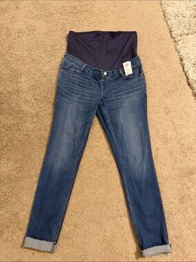 Abercrombie & Fitch Navy Panel Dark Blue Jean Legging Maternity Jeans